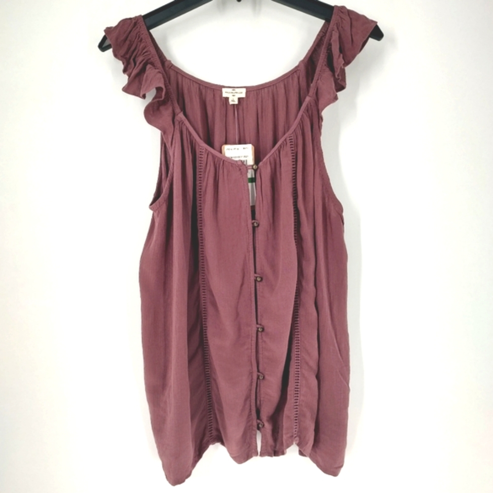 Maison & Belle Women's Mauve Ruffle Sleeve Top Size L